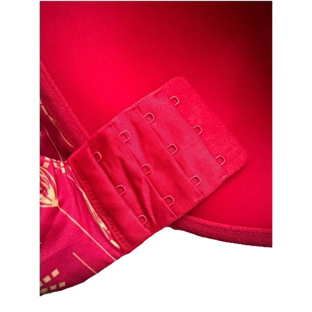Ambrielle Women's Brand New 42C Nylon Red‎ Floral T-Shirt Convertible Bra
